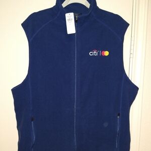 NWT LL Bean Fitness Fleece Full Zip Vest Men's sz Large Citi Logo